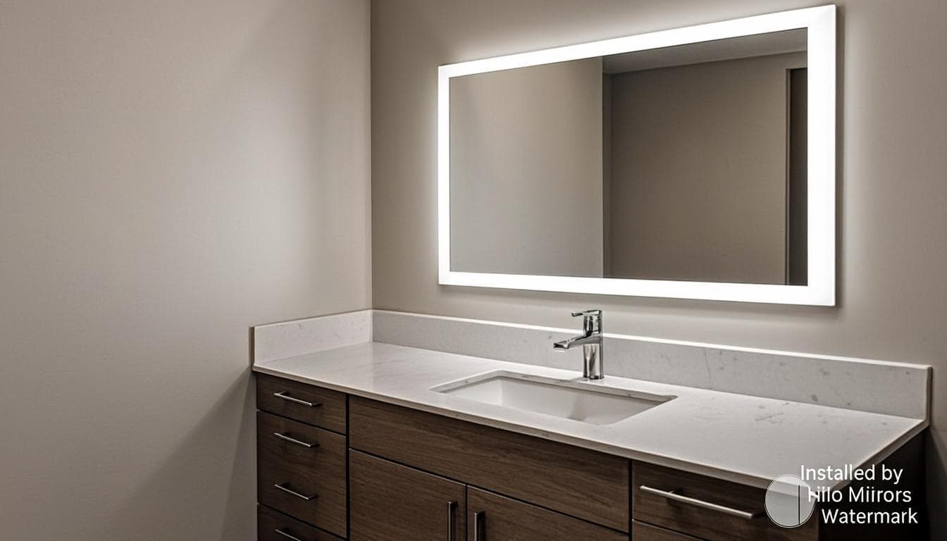 FLEUVE™ ONE LED mirror — standard guest room installation
