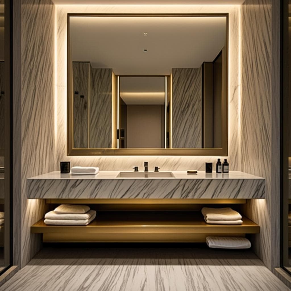 LED mirror in luxury hotel bathroom